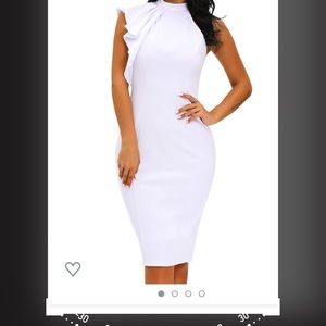 Women white dress, with zipper and the back.